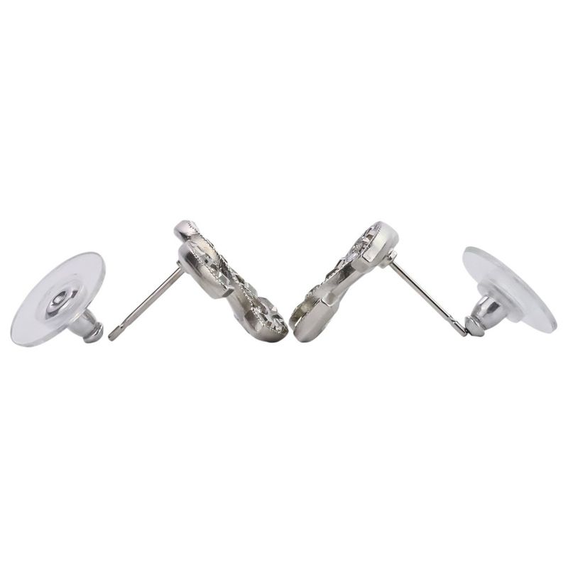 V Chanel Rhinestone Coco Mark Earrings Silver Color Ladies Used