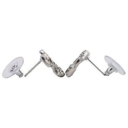 V Chanel Rhinestone Coco Mark Earrings Silver Color Ladies Used