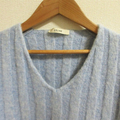 Celine V Neck Wide Rib Knit Mini Dress Size XS Light