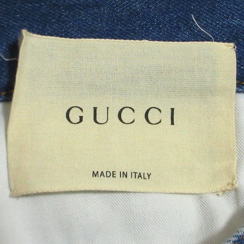 Gucci Flower Butterfly Embroidery Stretch Denim Pants Jeans Size 22 Blue
