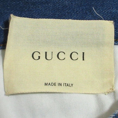 Gucci Flower Butterfly Embroidery Stretch Denim Pants Jeans Size 22 Blue