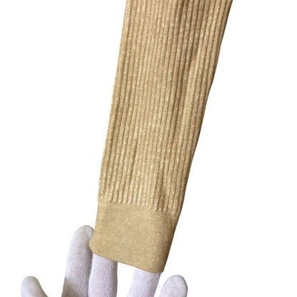 Prada Bijou Neck Rib Knit Sweater Size 38 Beige Ladies Used