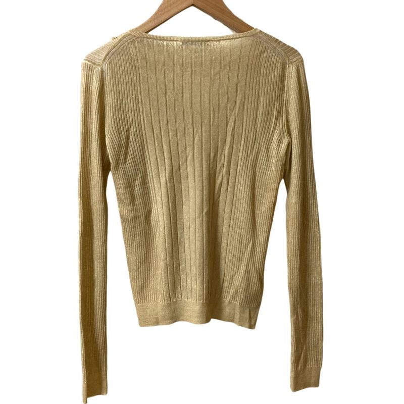 Prada Bijou Neck Rib Knit Sweater Size 38 Beige Ladies Used