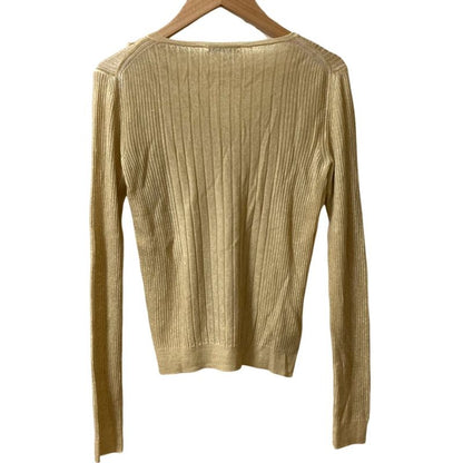 Prada Bijou Neck Rib Knit Sweater Size 38 Beige Ladies Used