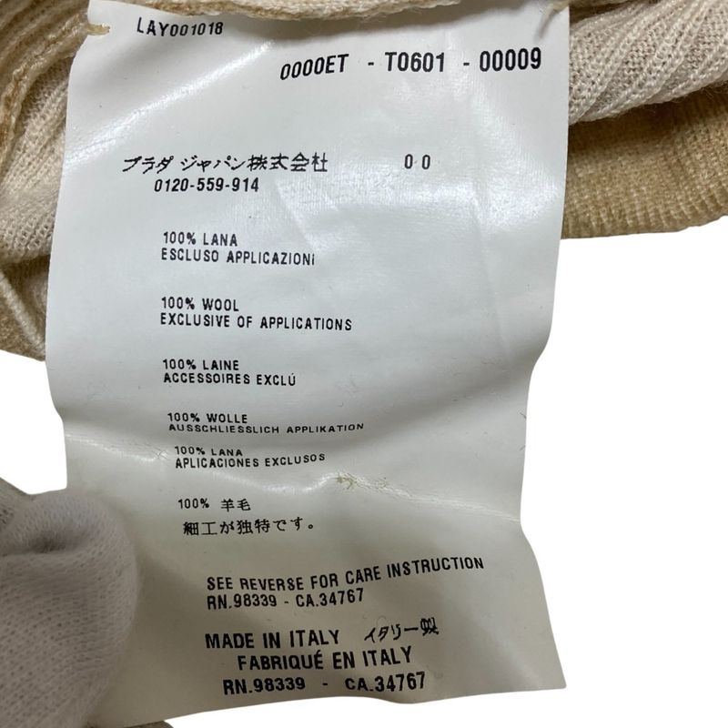 Prada Bijou Neck Rib Knit Sweater Size 38 Beige Ladies Used