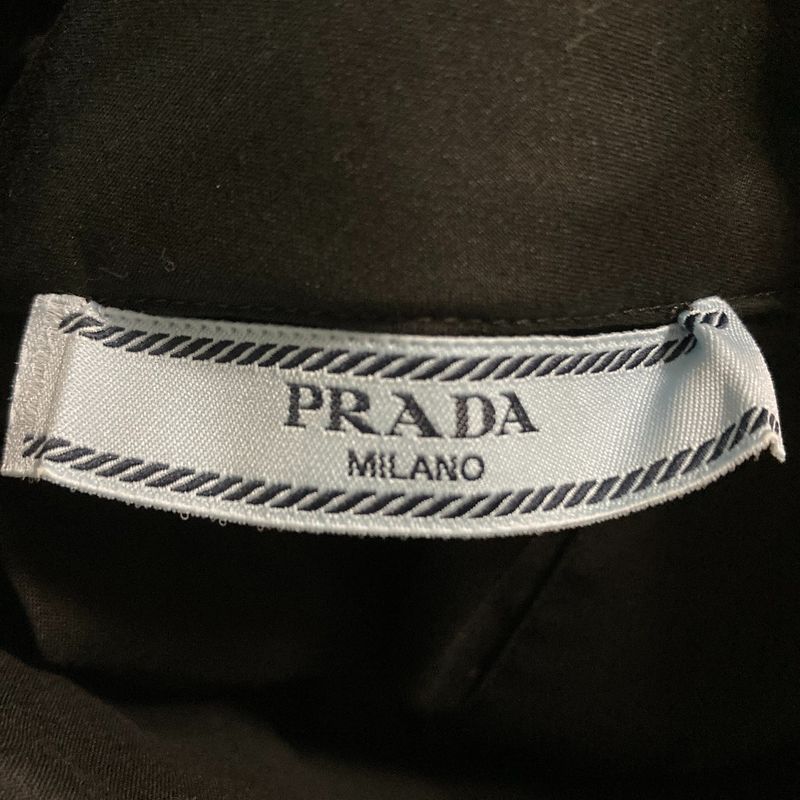 Prada Stretch Back Button Long Sleeve High Neck Shirt Blouse Size 38 Black
