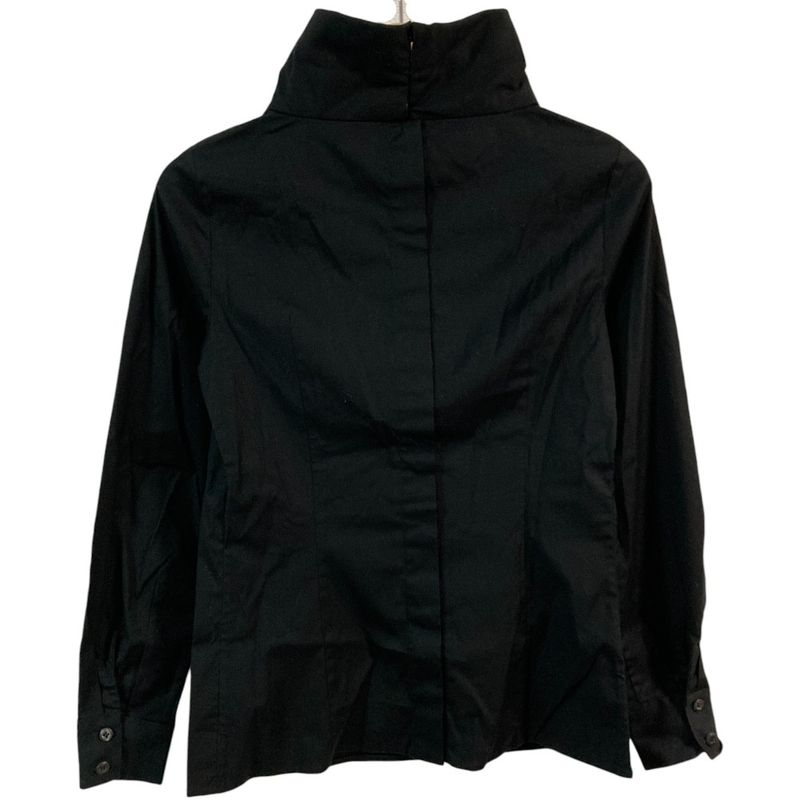 Prada Stretch Back Button Long Sleeve High Neck Shirt Blouse Size 38 Black