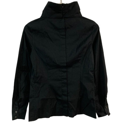 Prada Stretch Back Button Long Sleeve High Neck Shirt Blouse Size 38 Black