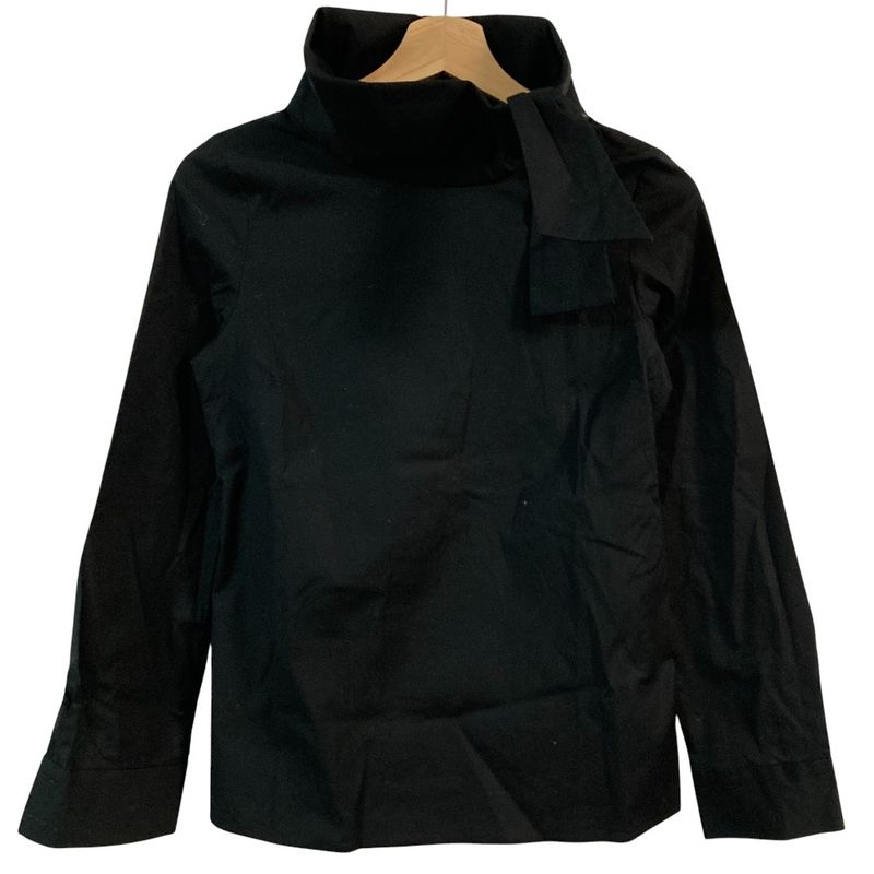 Prada Stretch Back Button Long Sleeve High Neck Shirt Blouse Size 38 Black