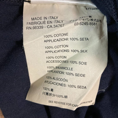 Prada Short Sleeve Sailing Ship Embroidery T-shirt Size S Navy Ladies Used