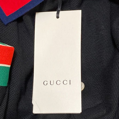 Unused Gucci Web Stripe Long Sleeve Polo Shirt 545784 Size S Black Men's Used