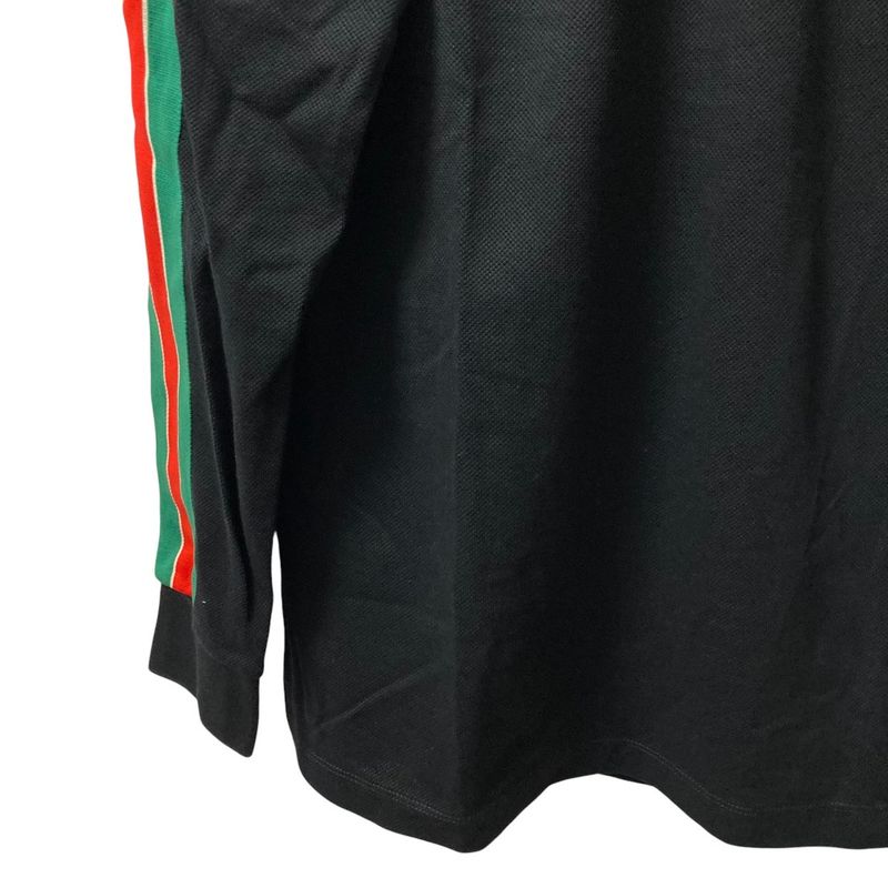 Unused Gucci Web Stripe Long Sleeve Polo Shirt 545784 Size S Black Men's Used