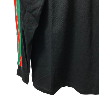 Unused Gucci Web Stripe Long Sleeve Polo Shirt 545784 Size S Black Men's Used
