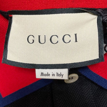 Unused Gucci Web Stripe Long Sleeve Polo Shirt 545784 Size S Black Men's Used