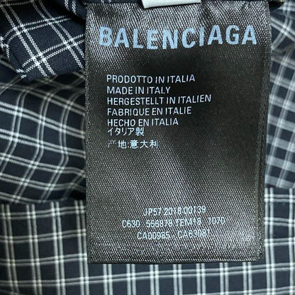 Balenciaga Back Logo Check Long Sleeve Shirt 556878 Size 37 Black Men's Used
