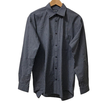Balenciaga Back Logo Check Long Sleeve Shirt 556878 Size 37 Black Men's Used