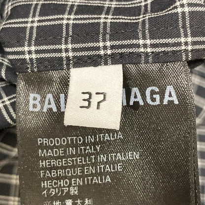 Balenciaga Back Logo Check Long Sleeve Shirt 556878 Size 37 Black Men's Used