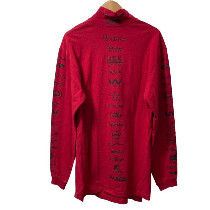 Balenciaga Multi Logo Turtle Neck Cut And Sew 594582 Size XS Red Men's Used