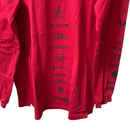 Balenciaga Multi Logo Turtle Neck Cut And Sew 594582 Size XS Red Men's Used