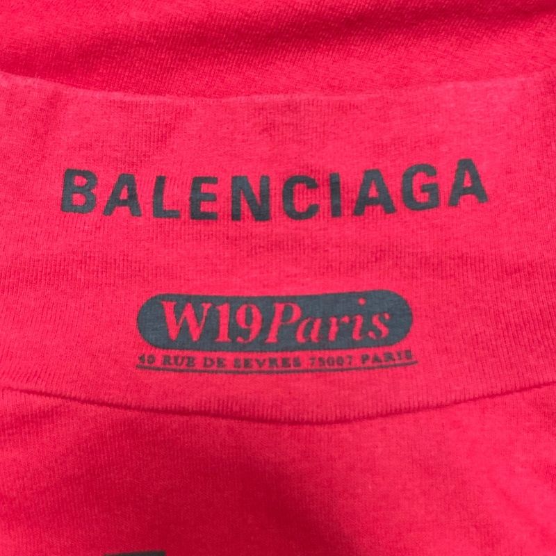 Balenciaga Multi Logo Turtle Neck Cut And Sew 594582 Size XS Red Men's Used