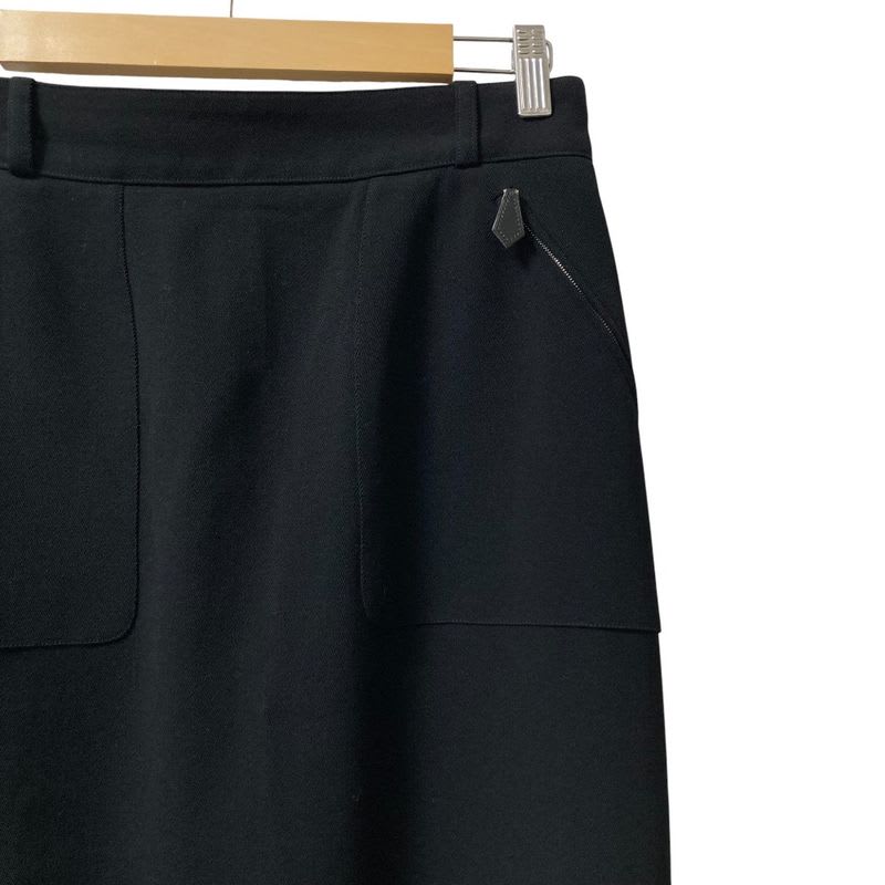 Hermes Wool Tight Skirt Size 42 Black Ladies