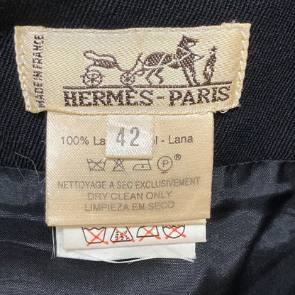 Hermes Wool Tight Skirt Size 42 Black Ladies