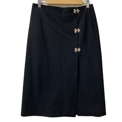 Celine Metal Hook Wool Skirt Size 40 Black Women's Used