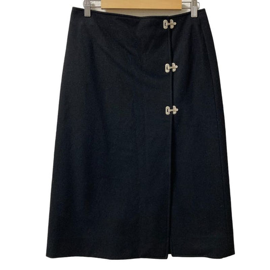 Celine Metal Hook Wool Skirt Size 40 Black Women's Used