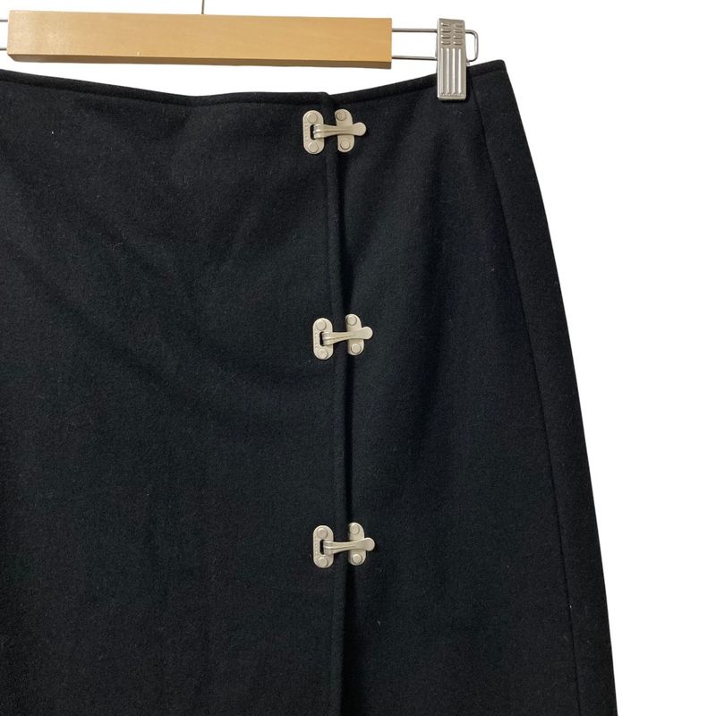 Celine Metal Hook Wool Skirt Size 40 Black Women's Used