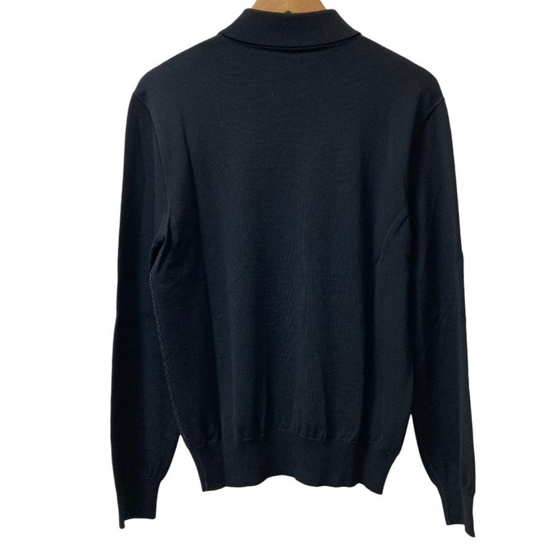Hermes H Pattern Long Sleeve Long Sleeve Knit Polo Shirt Size M Black Men's Used