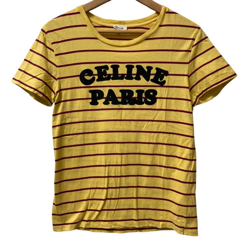 Celine Eddie Period Striped Flocke Logo Tee Flocke Logo Short Sleeve T-shirt