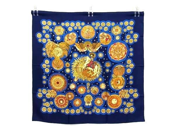 Hermes Scarf Kare90 Multicolor 100% Silk Women's le Roy Soleil Sun King
