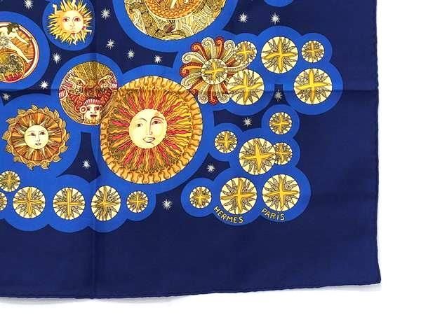 Hermes Scarf Kare90 Multicolor 100% Silk Women's le Roy Soleil Sun King