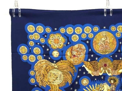 Hermes Scarf Kare90 Multicolor 100% Silk Women's le Roy Soleil Sun King