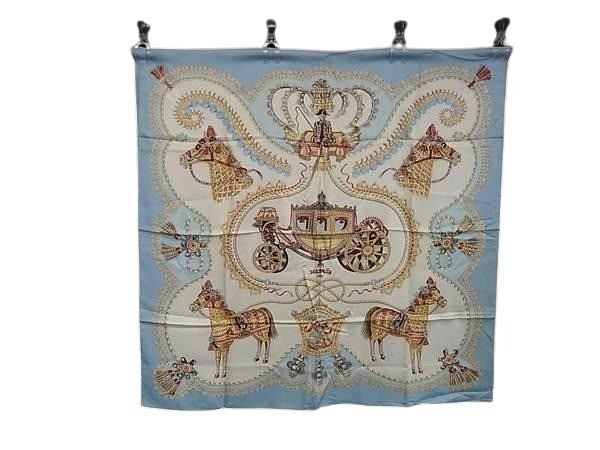 Hermes Scarf Carre90 Multicolor 100% Silk Women's Paperole Carriage and Nobility