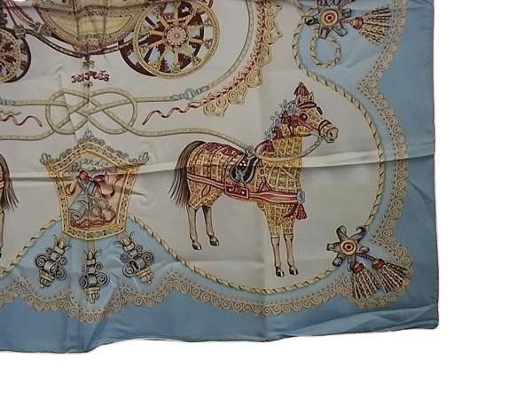 Hermes Scarf Carre90 Multicolor 100% Silk Women's Paperole Carriage and Nobility