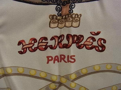 Hermes Scarf Carre90 Multicolor 100% Silk Women's Paperole Carriage and Nobility