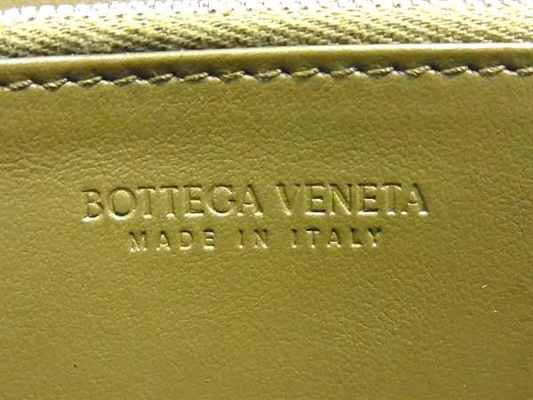 Bottega Veneta Wallet Intrecciato 749427 Khaki Leather Unisex Round Zipper Long