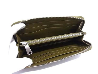 Bottega Veneta Wallet Intrecciato 749427 Khaki Leather Unisex Round Zipper Long