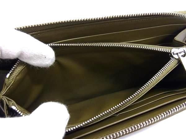 Bottega Veneta Wallet Intrecciato 749427 Khaki Leather Unisex Round Zipper Long