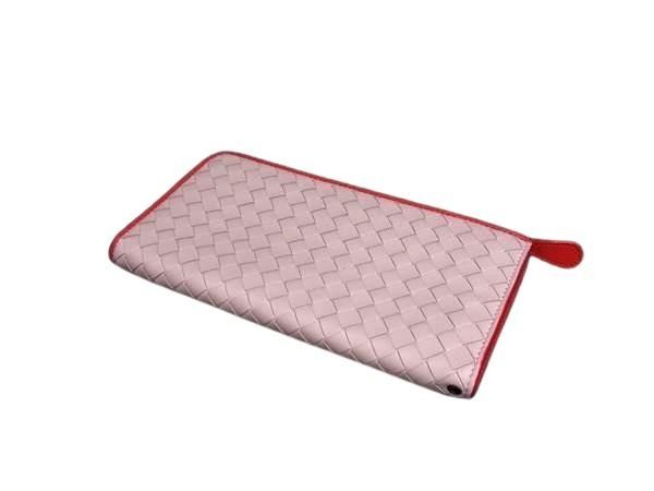 Bottega Veneta Wallet Intrecciato Light Pink Red Leather Ladies L-Shaped Zipper