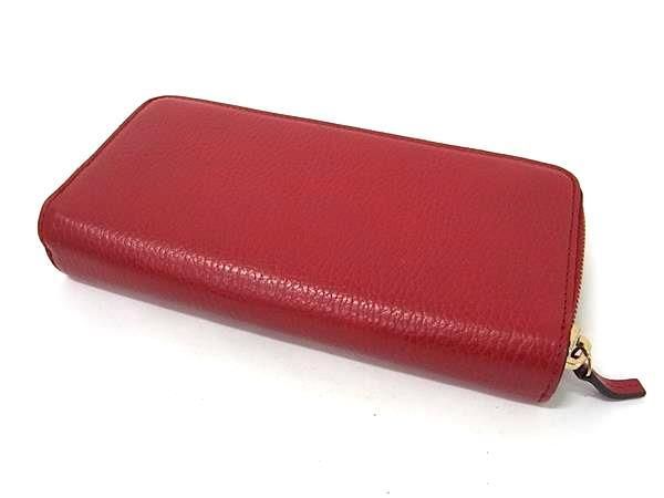 Gucci Wallet Interlocking G 449397 Red Leather Women's Round Zipper Tri-Fold