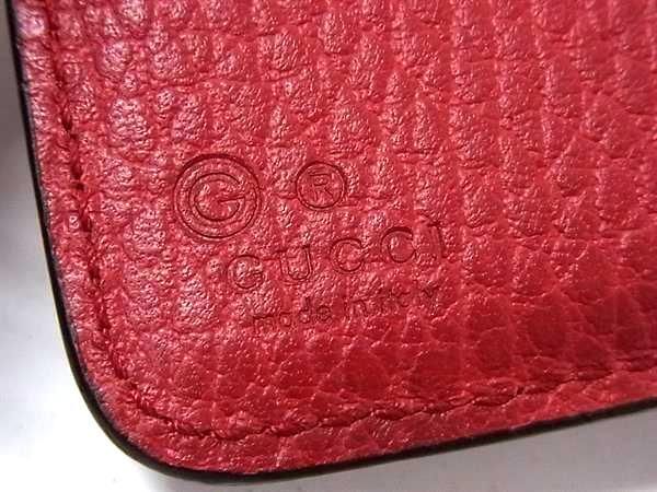 Gucci Wallet Interlocking G 449397 Red Leather Women's Round Zipper Tri-Fold