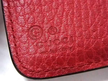 Gucci Wallet Interlocking G 449397 Red Leather Women's Round Zipper Tri-Fold