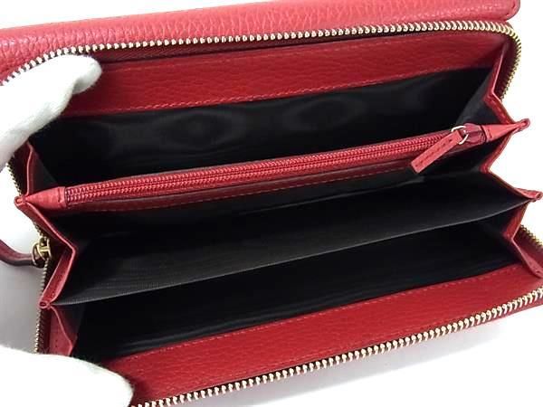 Gucci Wallet Interlocking G 449397 Red Leather Women's Round Zipper Tri-Fold