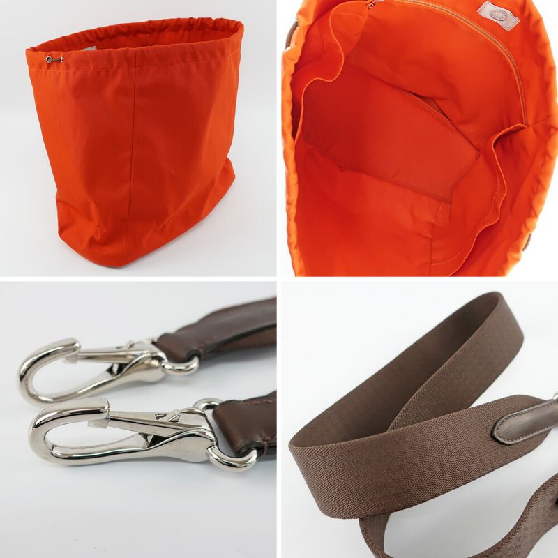 Hermes Sac Depan Sage Groom 2WAY Crossbody Shoulder Bag Tote Canvas