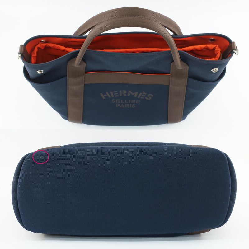 Hermes Sac Depan Sage Groom 2WAY Crossbody Shoulder Bag Tote Canvas