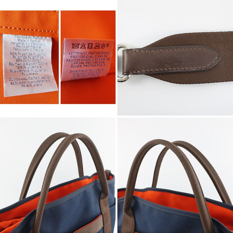 Hermes Sac Depan Sage Groom 2WAY Crossbody Shoulder Bag Tote Canvas