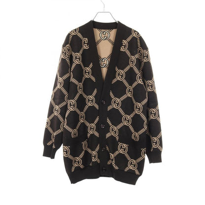 Gucci Cardigan Interlocking G Reversible 678308 Brown X Beige Wool Reversible