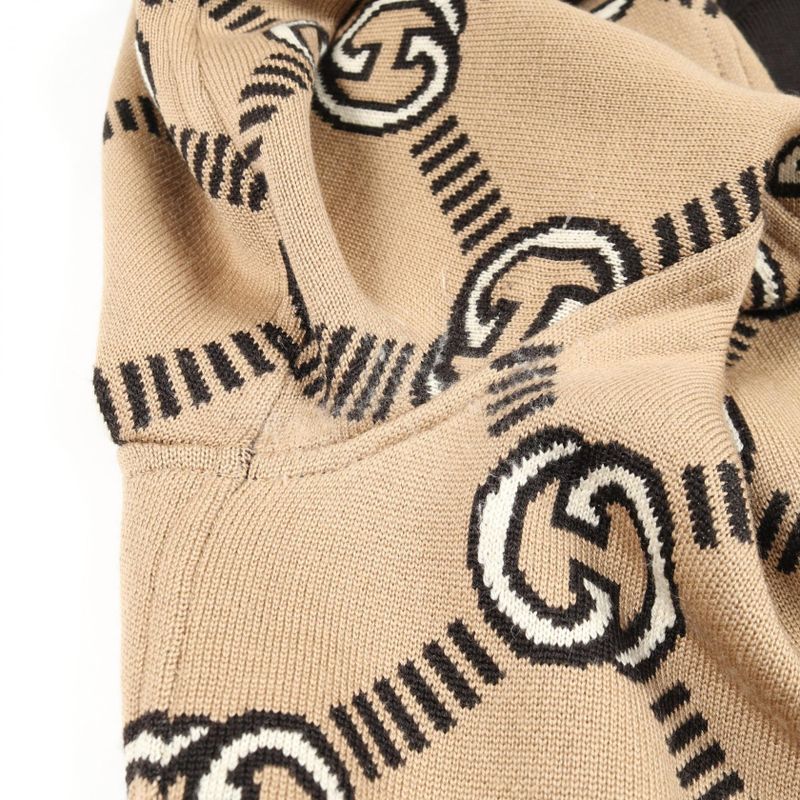 Gucci Cardigan Interlocking G Reversible 678308 Brown X Beige Wool Reversible
